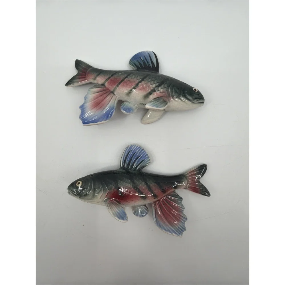 VTG Ceramic JAPAN Trout FISH Salt & Pepper Shakers 2 1/2